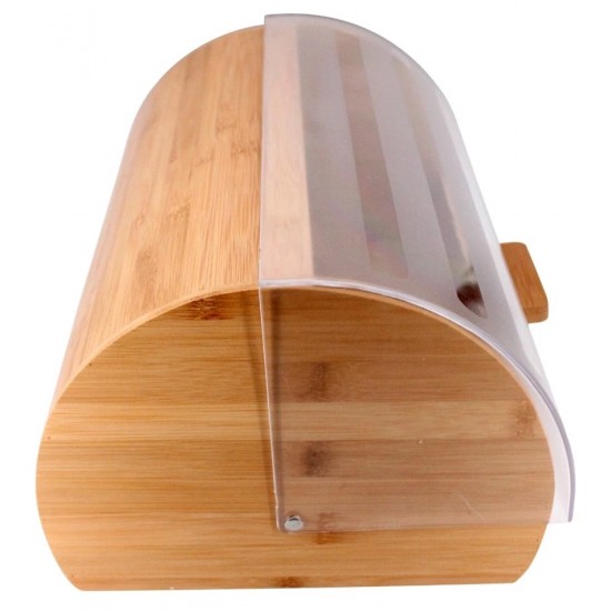 Porta Pão 39x28x19cm Em Bambu Com Tampa Em Acrílico